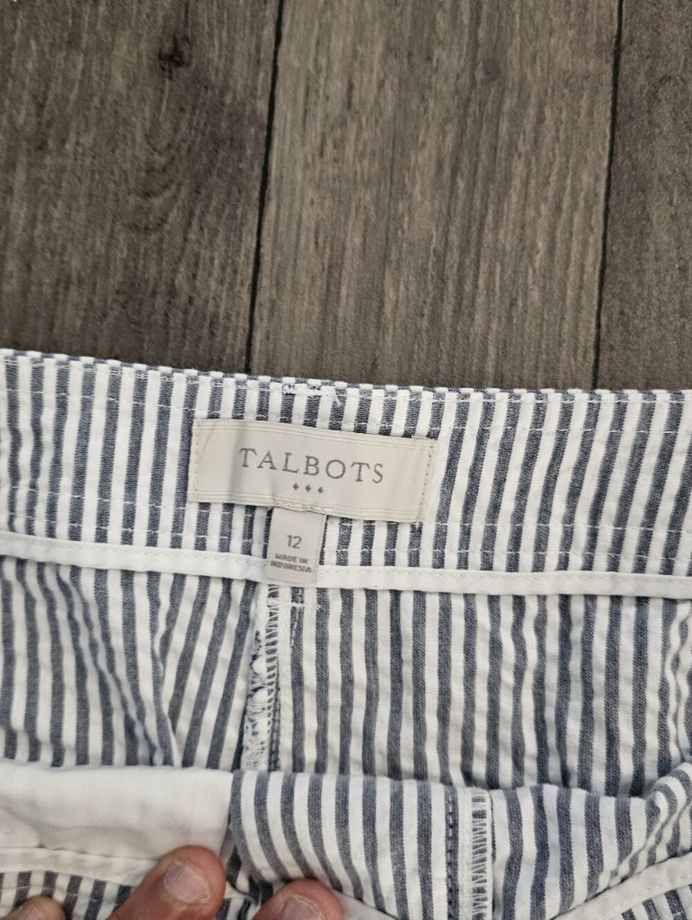 Talbots Blue and White Striped Seersucker Nautical Preppy Coastal Grandma {BX26} - Picture 3 of 7